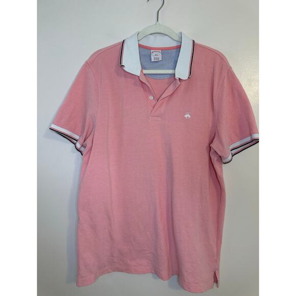 Brooks Brothers Mens Pink Short Sleeve Classic Polo Preppy Golf Heritage Large - Picture 1 of 8